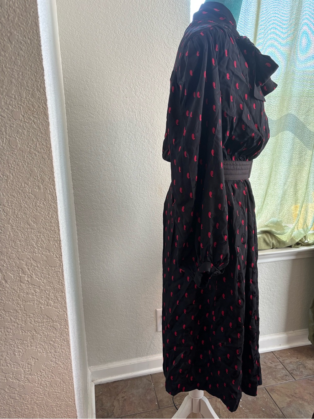 Vintage 70s Helga Whimsigoth Midi Dress Black Red Boho Grunge Cottagecore 12 - Picture 3 of 8